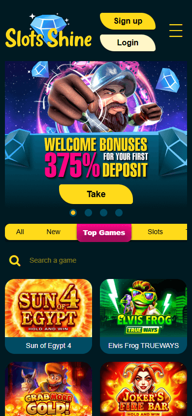 Slots_Shine_Casino_homepage_mobile