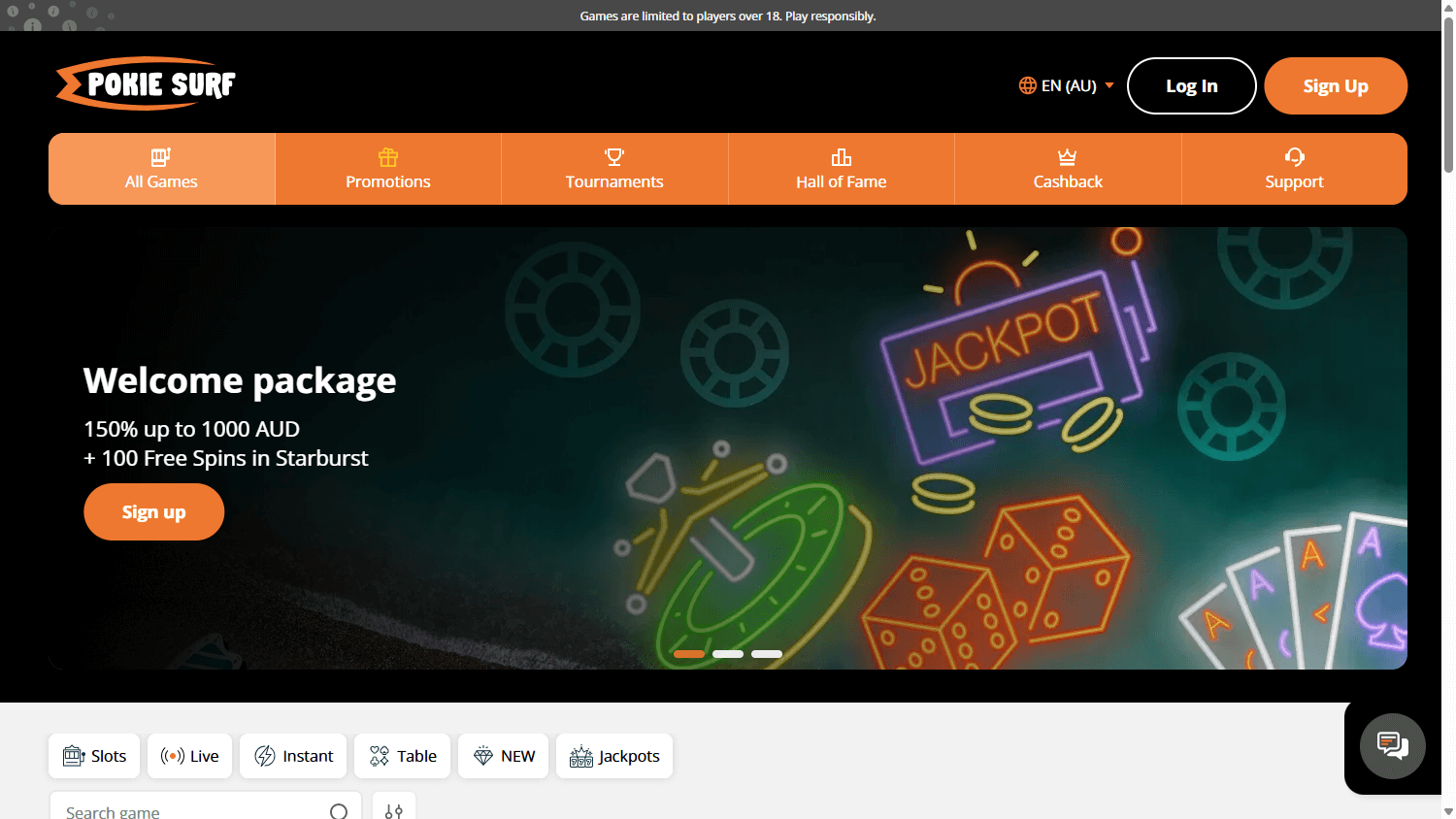 pokiesurf_casino_homepage_desktop