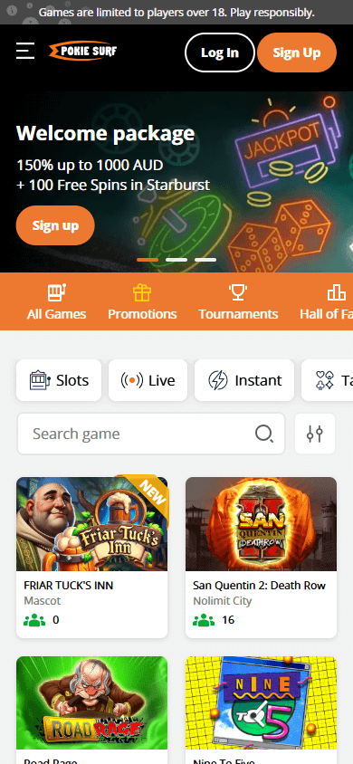pokiesurf_casino_homepage_mobile