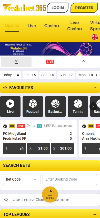 TeslaBet365_Casino_homepage_mobile