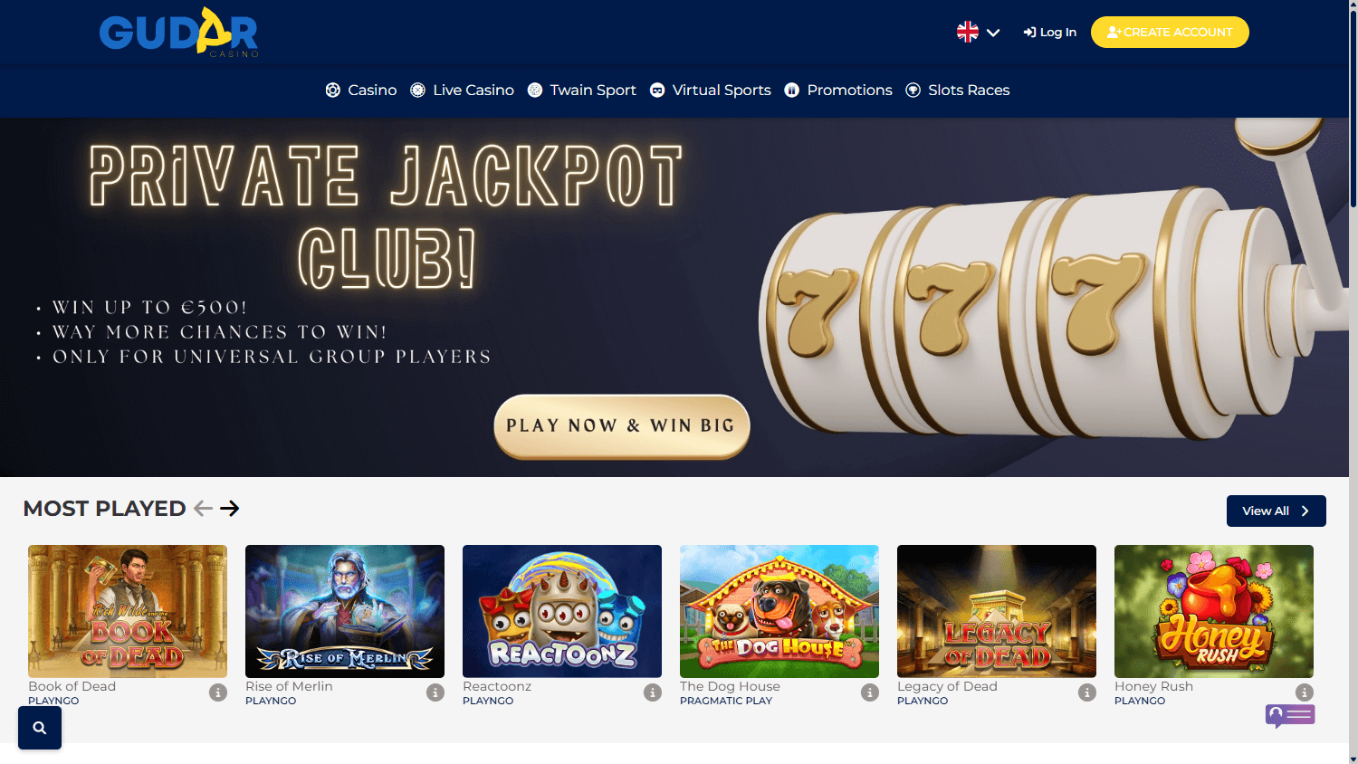 Gudar_Casino_homepage_desktop