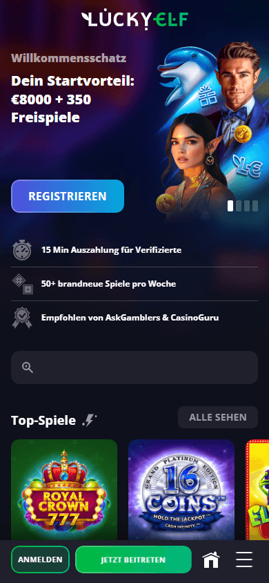 LuckyElf_Casino_homepage_mobile