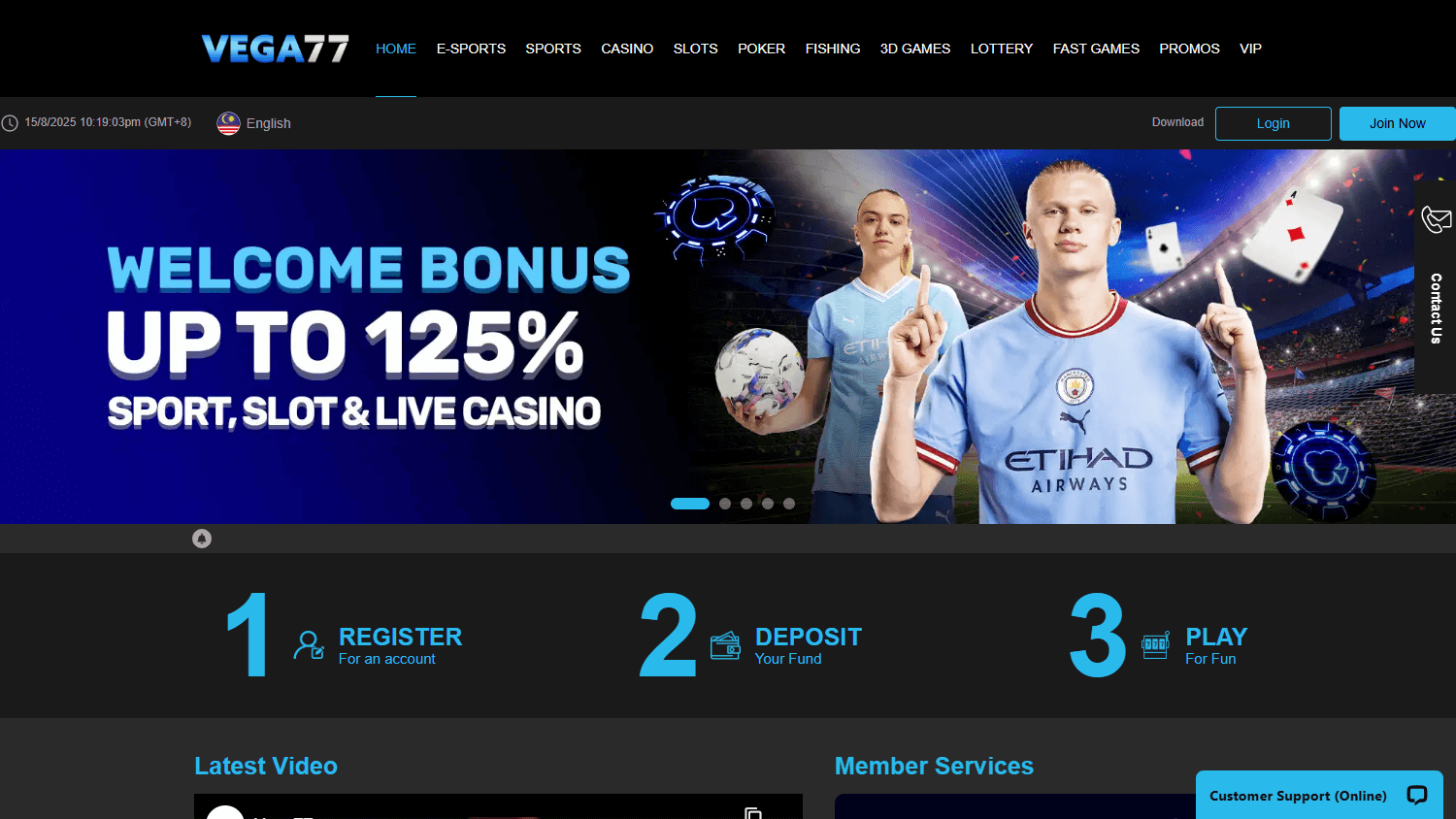 Vega77_Casino_homepage_desktop