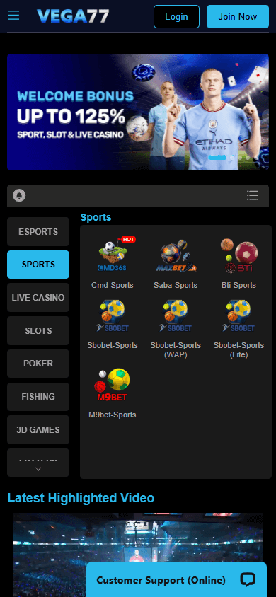 Vega77_Casino_homepage_mobile