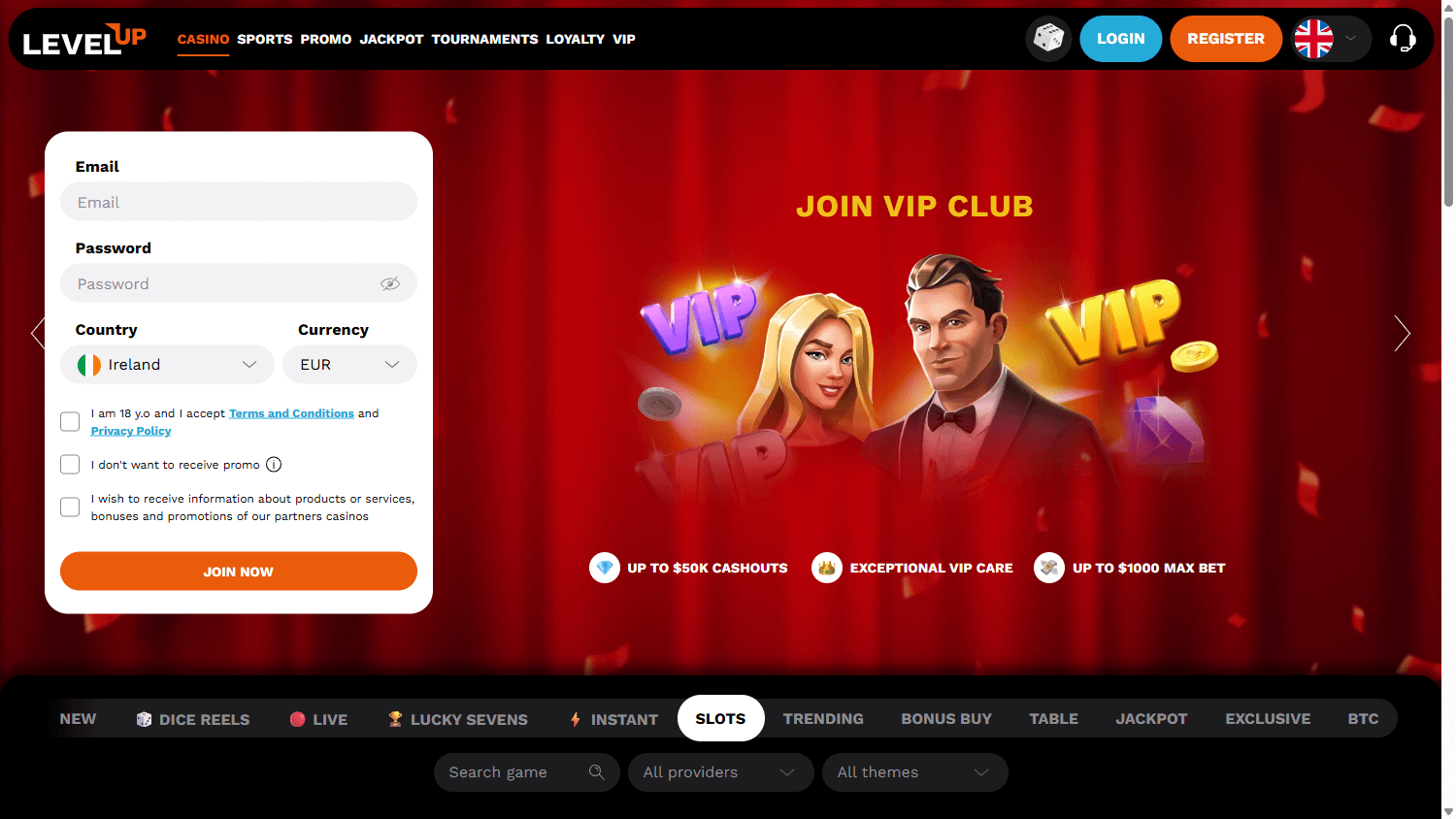 levelup_casino_homepage_desktop