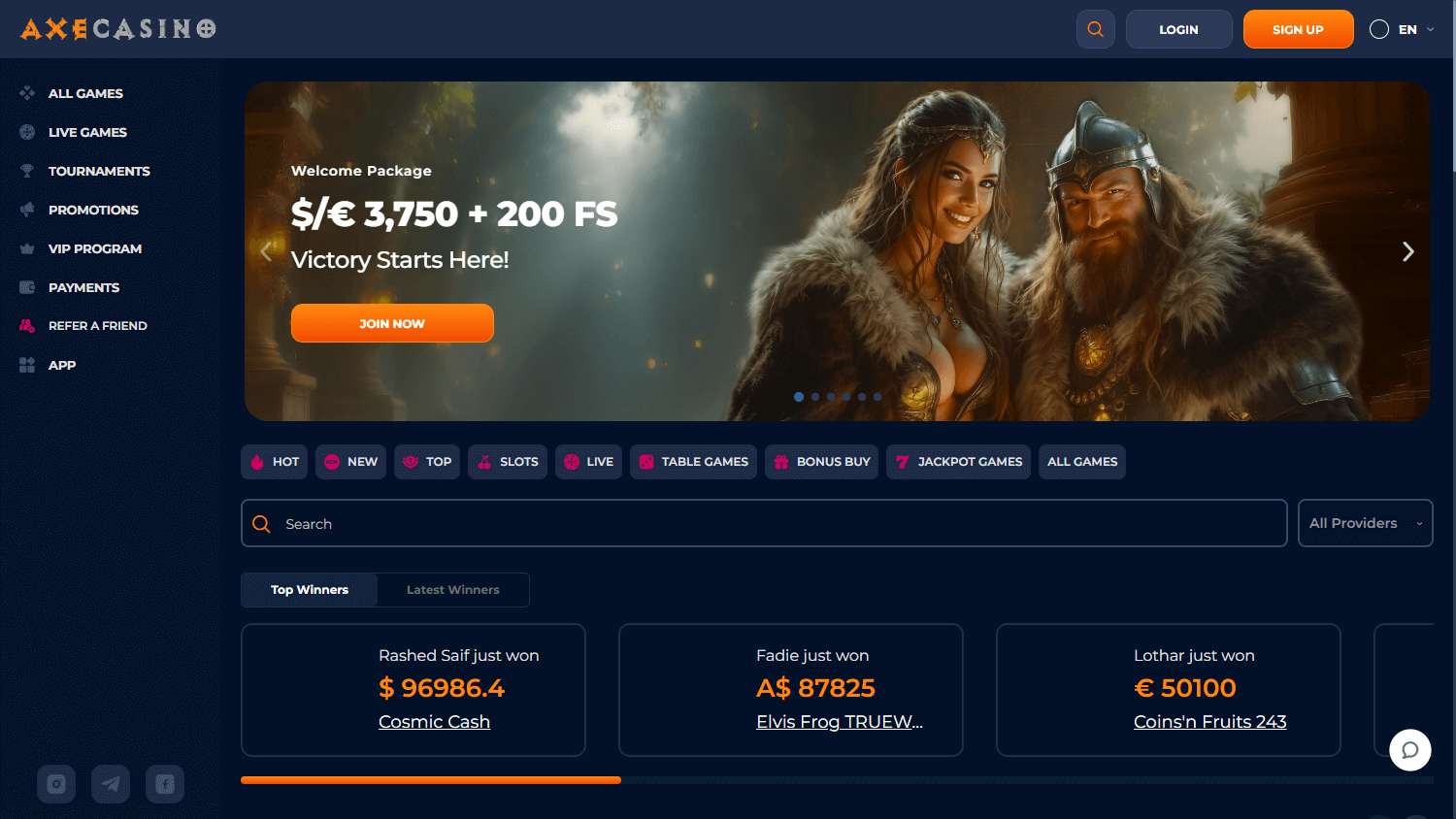 Axecasino_homepage_desktop