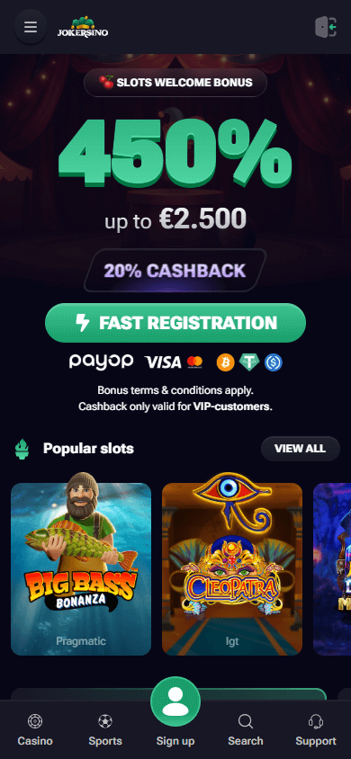 Jokersino_Casino_homepage_mobile