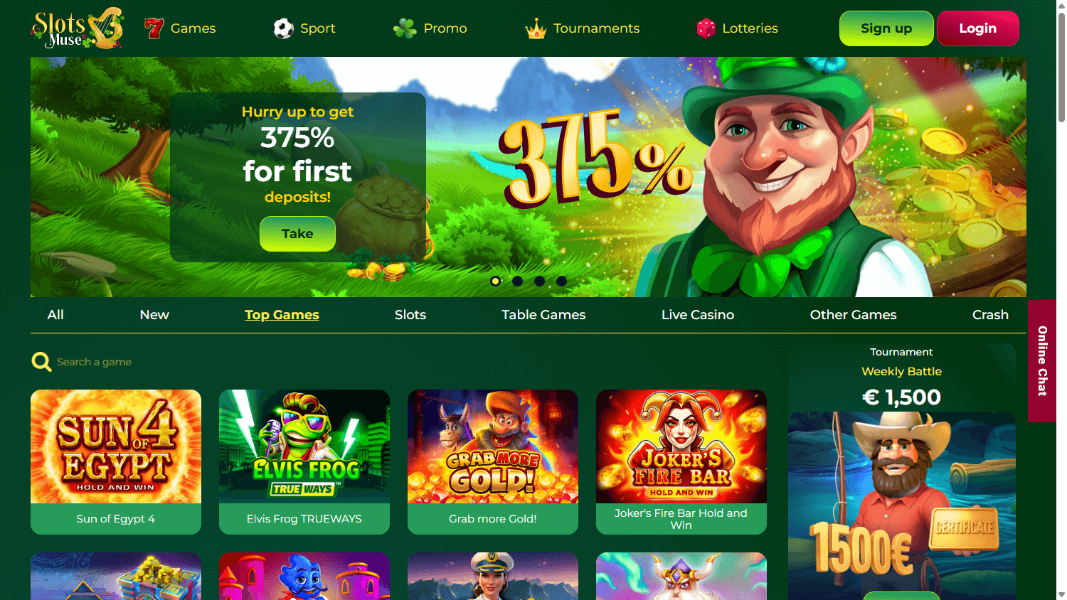 SlotsMuse_Casino_homepage_desktop