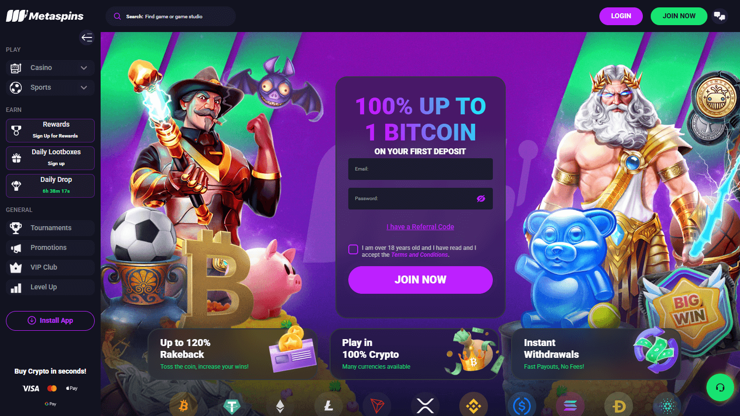 Metaspins_Casino_homepage_desktop