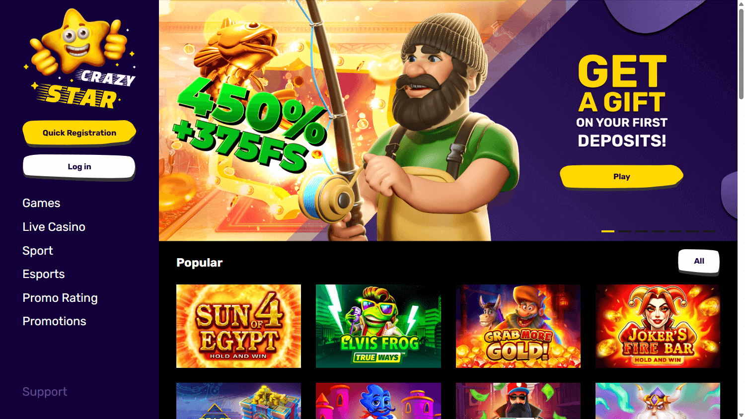 Crazy_Star_Casino_homepage_desktop