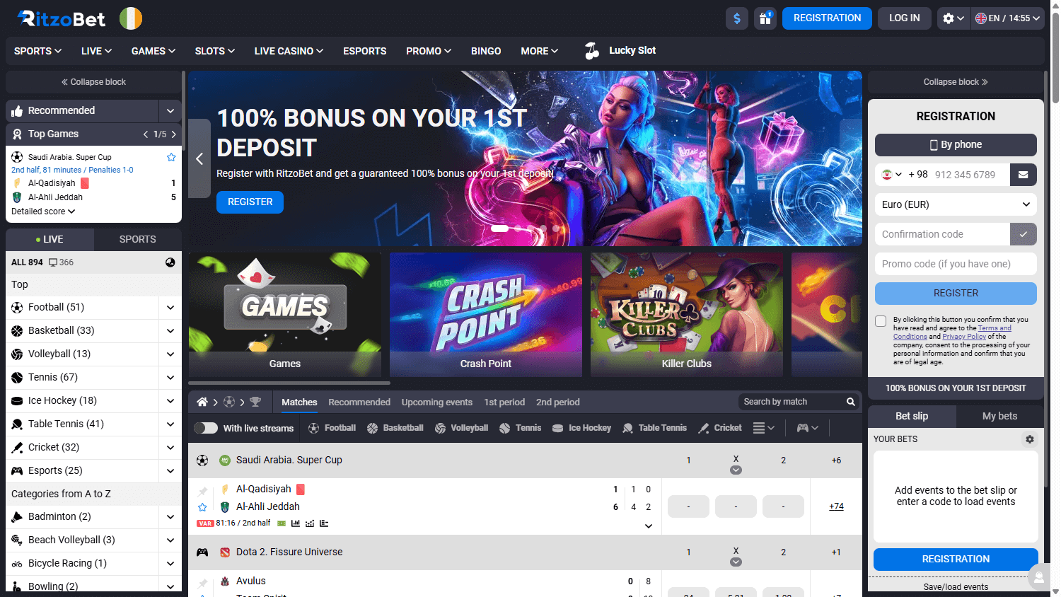 RitzoBet_Casino_homepage_desktop