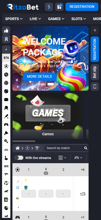 RitzoBet_Casino_homepage_mobile