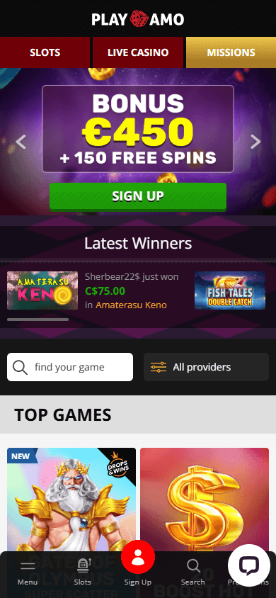 PlayAmo_Casino_homepage_mobile