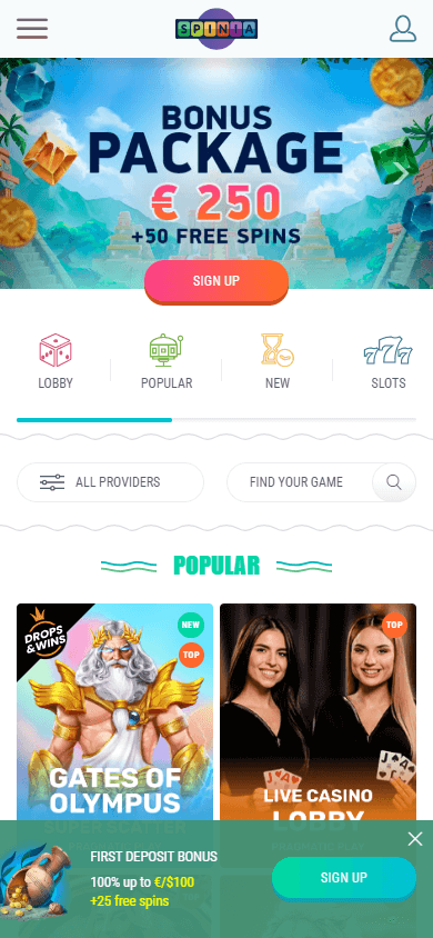 spinia_casino_homepage_mobile