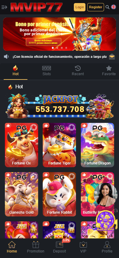 mvip77_casino_homepage_mobile