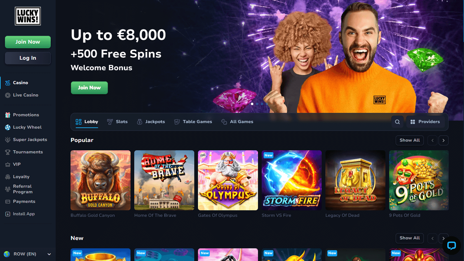 LuckyWins!_Casino_homepage_desktop