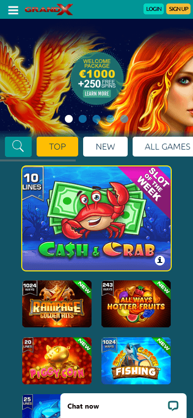 GrandX_Casino_homepage_mobile