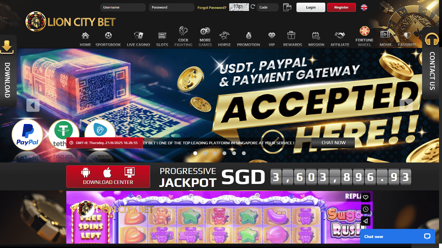 Lion_City_Bet_Casino_homepage_desktop