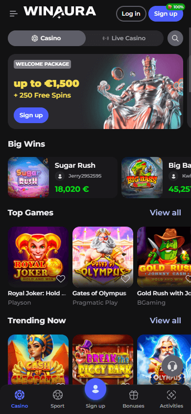 winaura_casino_homepage_mobile