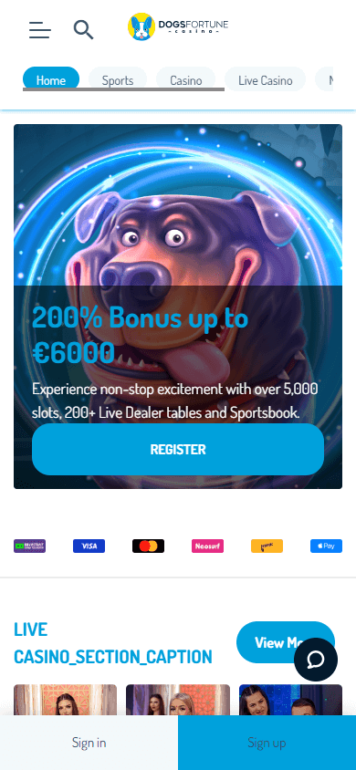 dogsfortune_casino_homepage_mobile