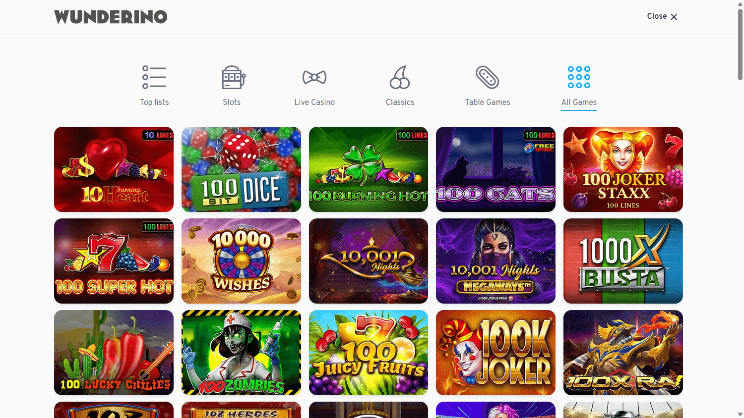Wunderino_Casino_game_gallery_desktop