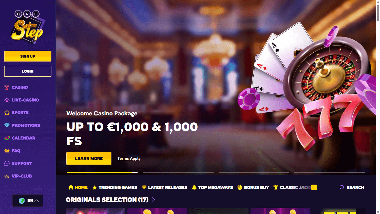 onestep_casino_homepage_desktop