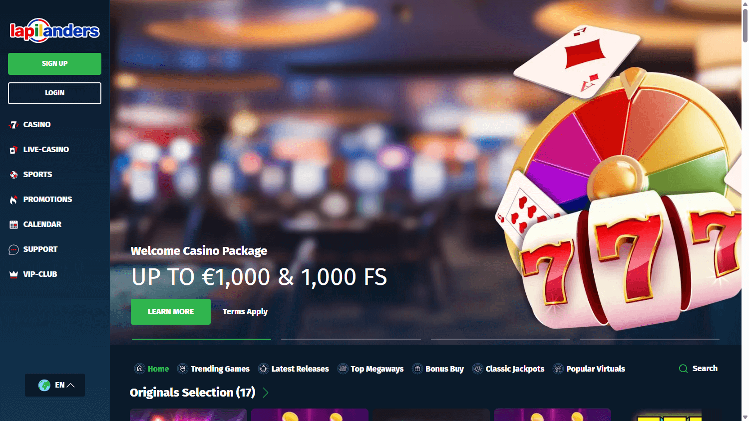 lapilanders_casino_homepage_desktop