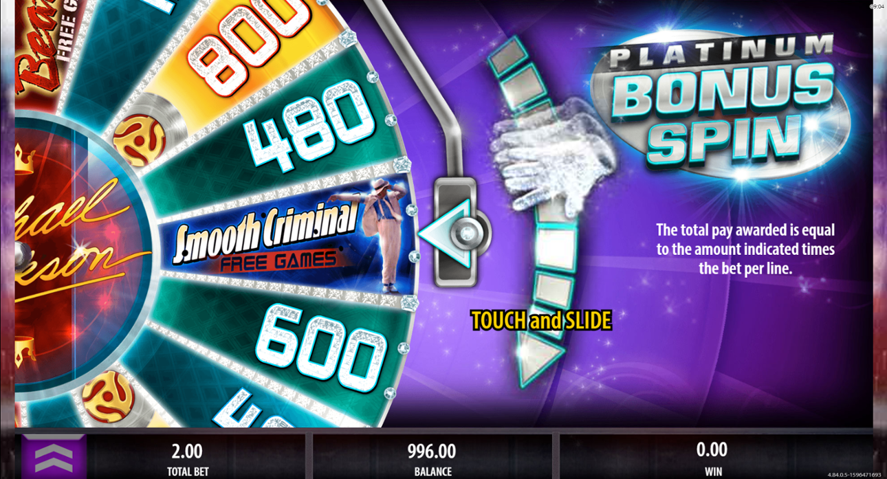 Michael Jackson slot Wheel bonus