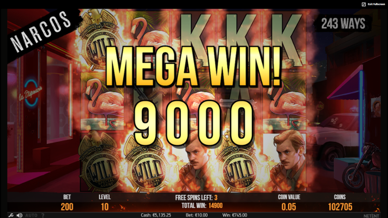 Narcos slot Mega win