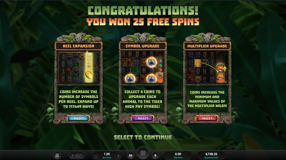 Tiger Shrine - Free Spins choice