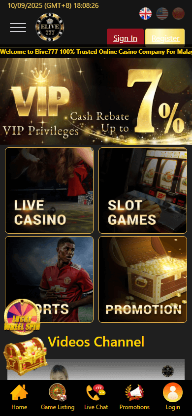 Elive777_Casino_homepage_mobile
