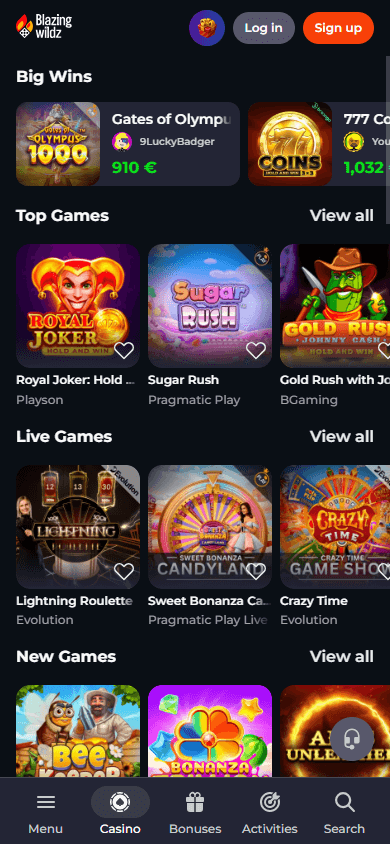 blazingwildz_casino_homepage_mobile