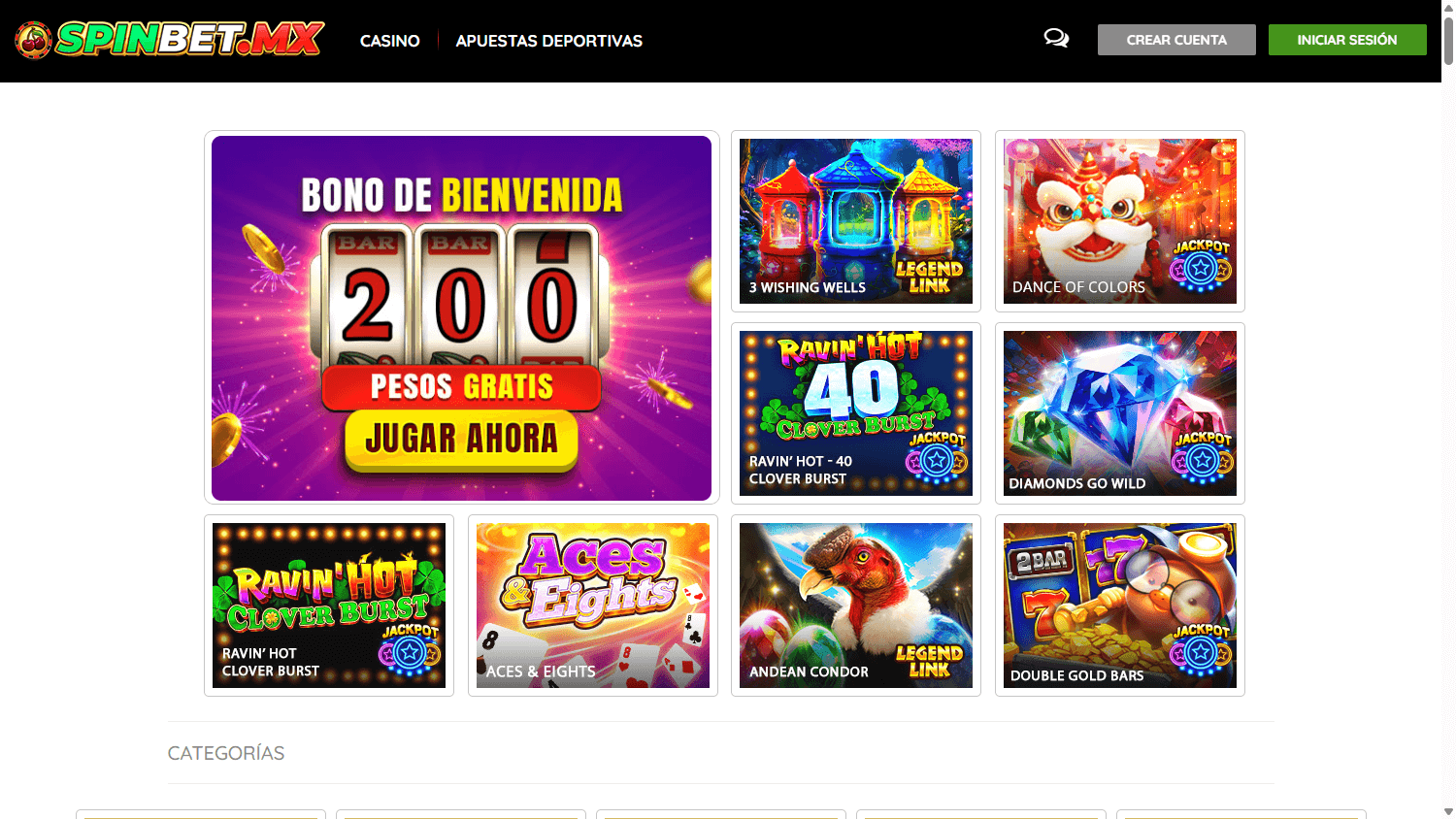 Spinbet_Casino_MX_homepage_desktop