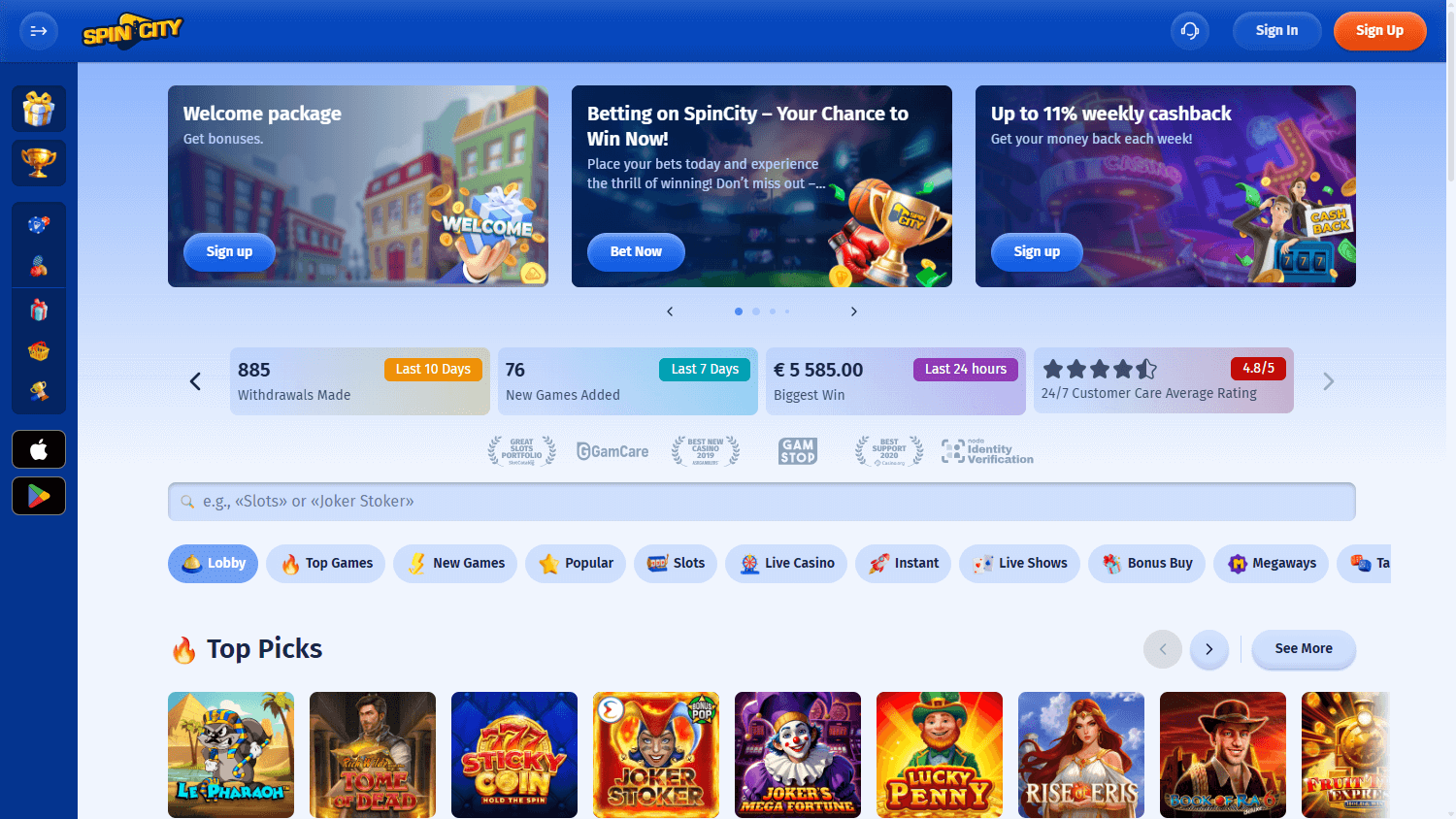spincity_casino_homepage_desktop