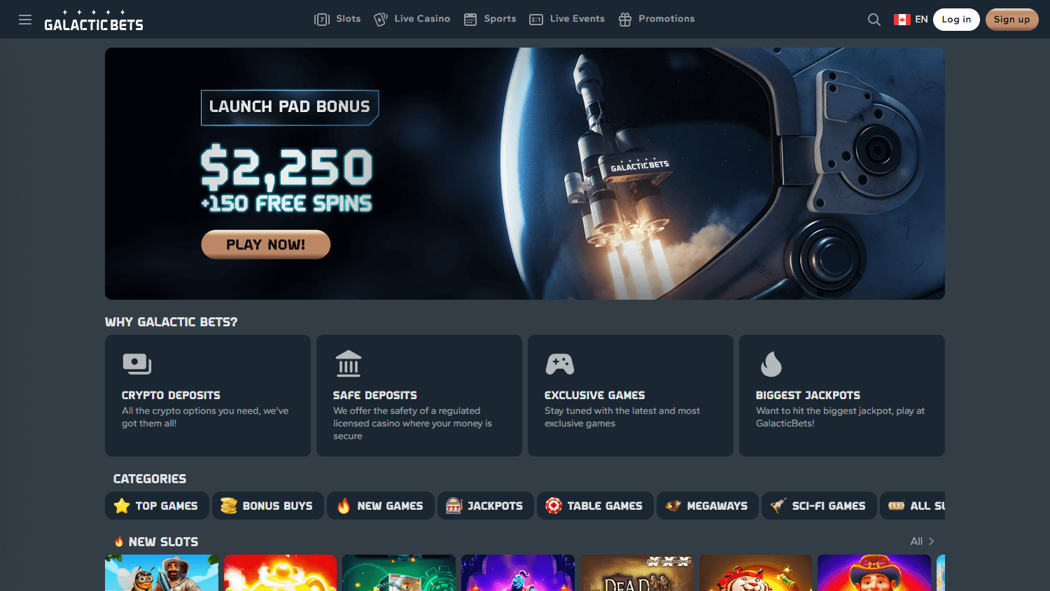 galactic_bets_casino_homepage_desktop