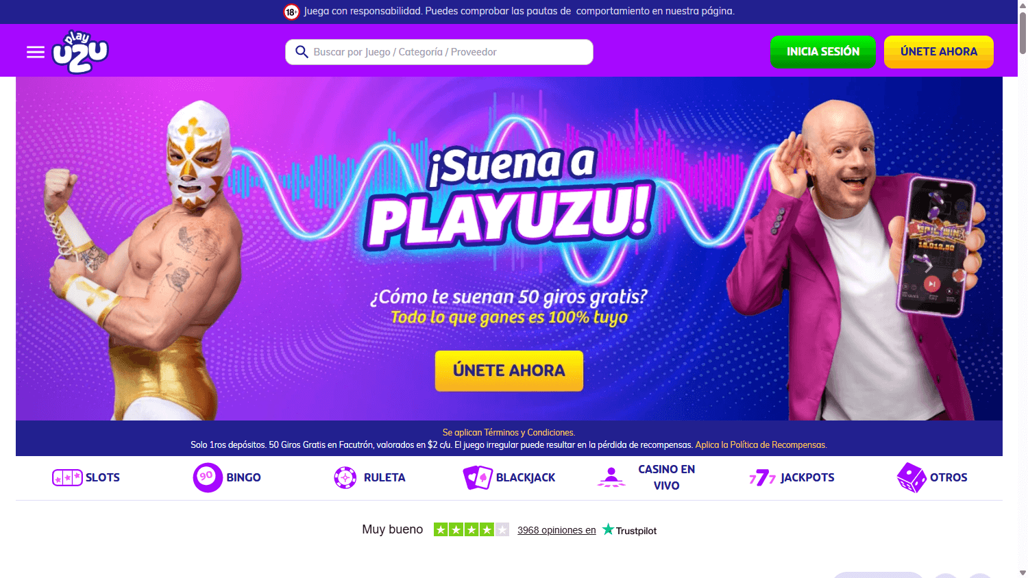 playuzu_casino_mx_homepage_desktop