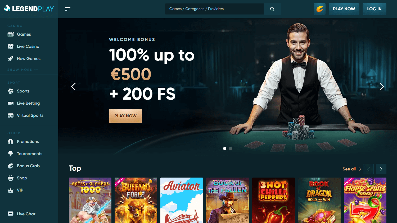 legendplay_casino_homepage_desktop