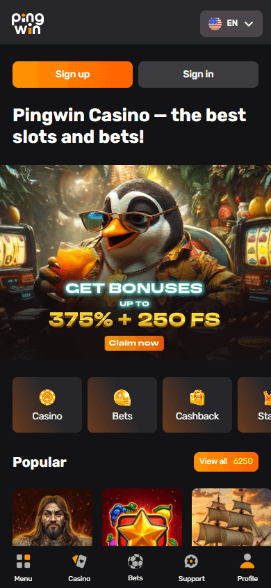 PingWin_Casino_homepage_mobile