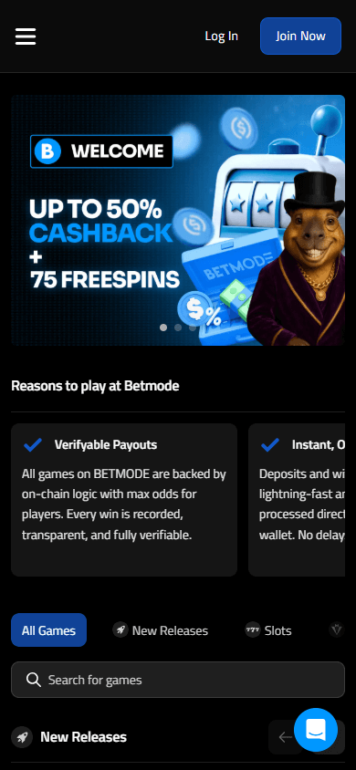betmode.io_casino_homepage_mobile