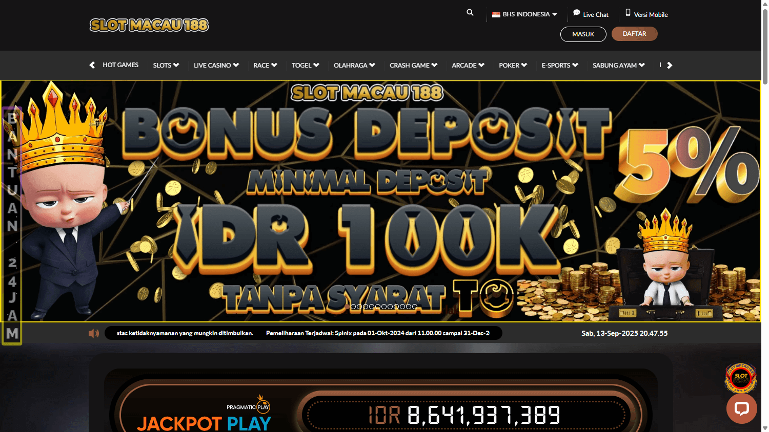 slotmacau_188_casino_homepage_desktop