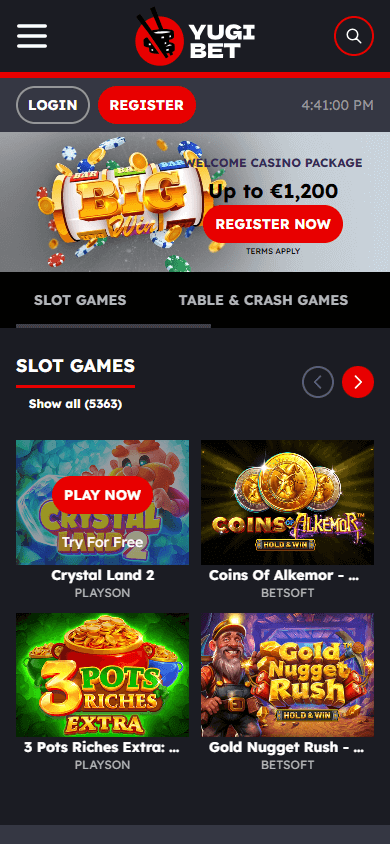 Yugibet _Casino_homepage_mobile