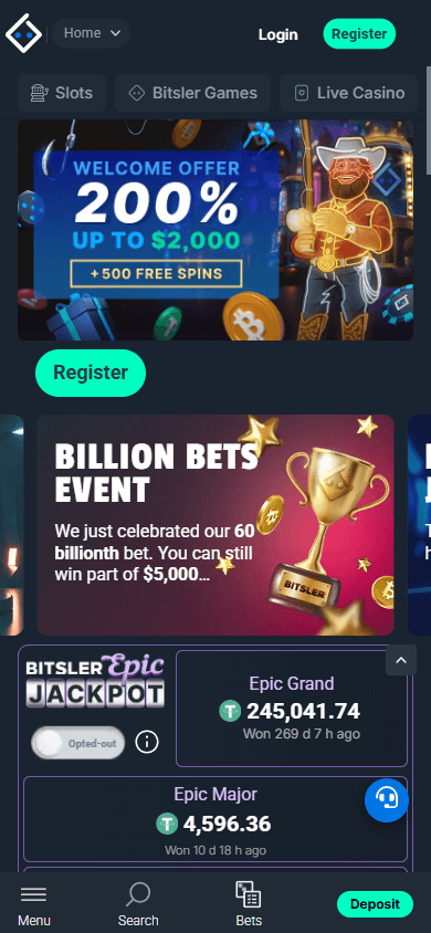bitsler_casino_homepage_mobile