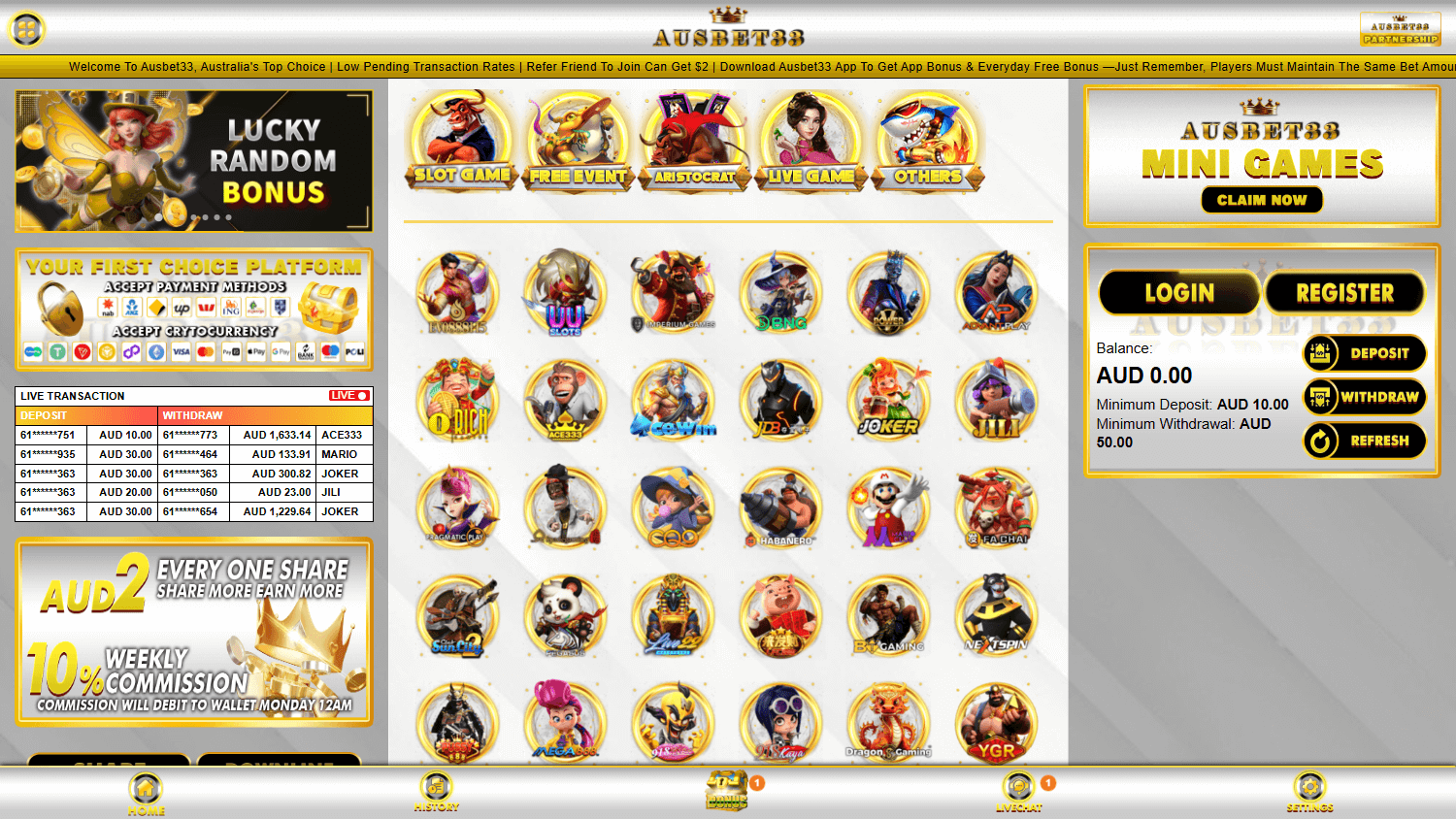 ausbet33_casino_homepage_desktop