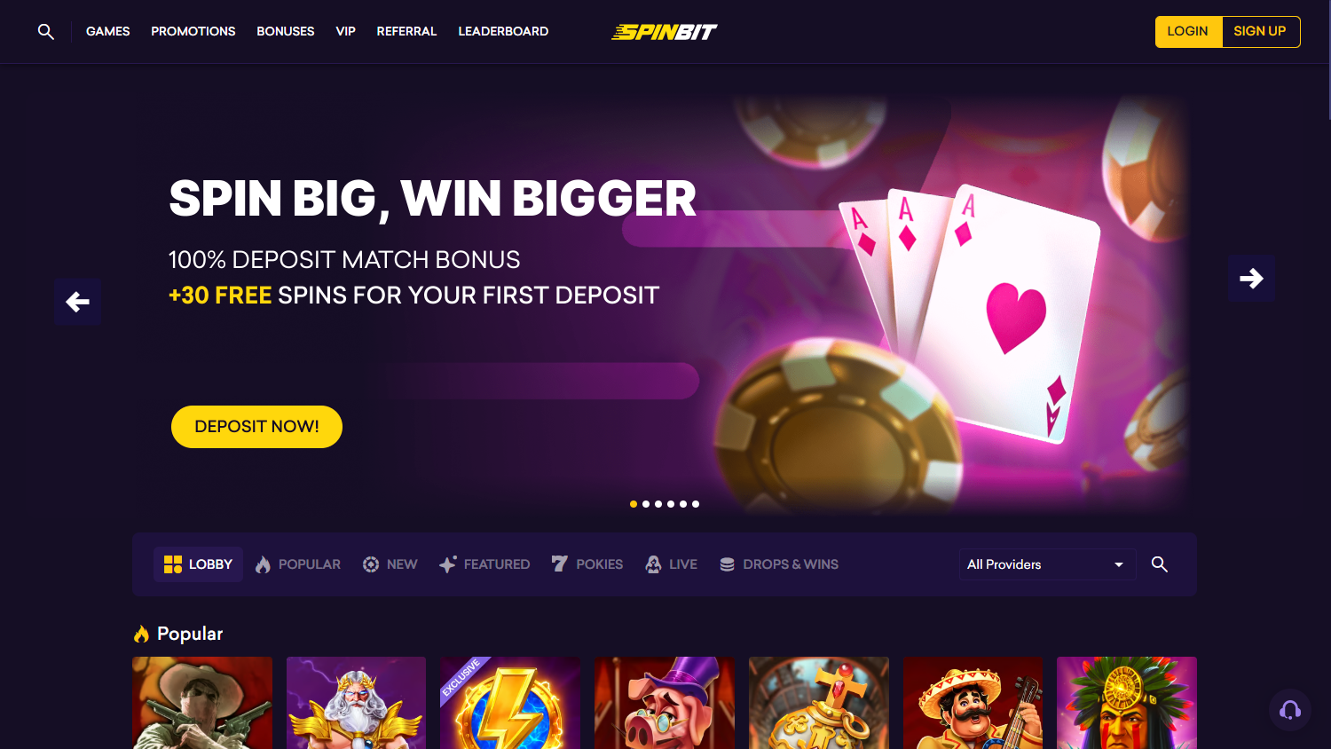 spinbit_casino_homepage_desktop