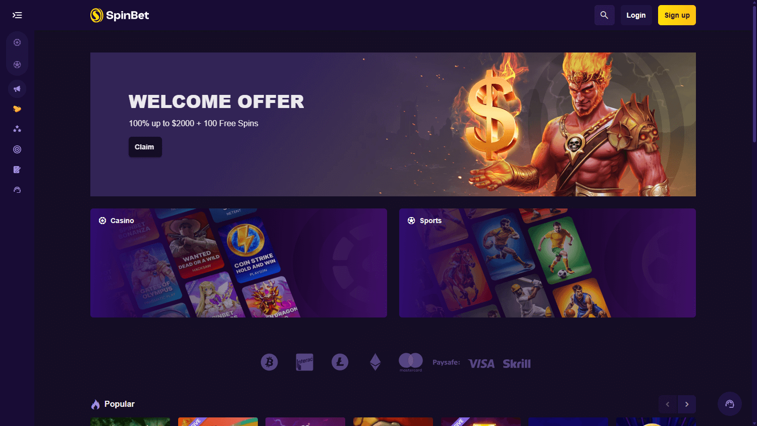 spinbet_casino_homepage_desktop
