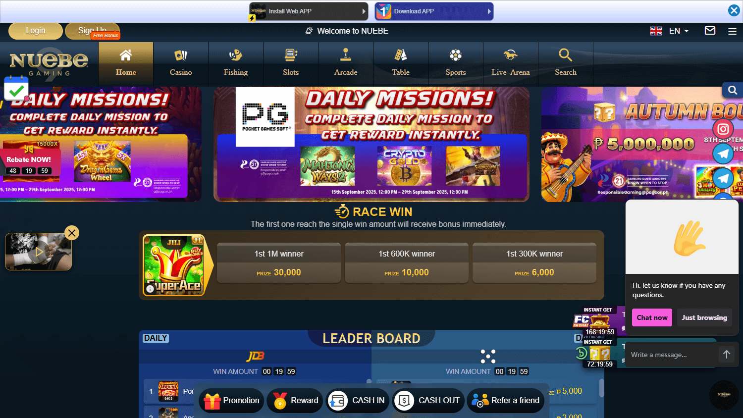nuebe9_casino_homepage_desktop
