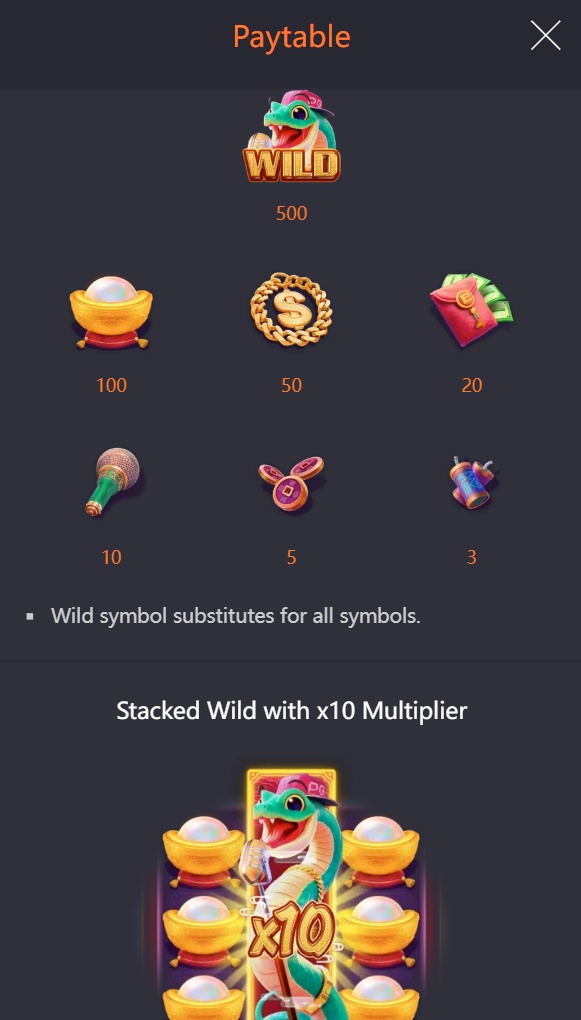 Fortune Snake - Full paytable