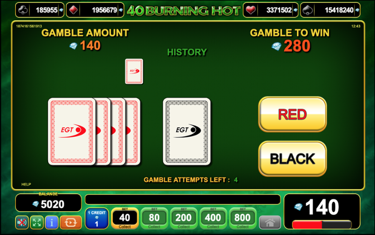 40 Burning Hot gambling feature
