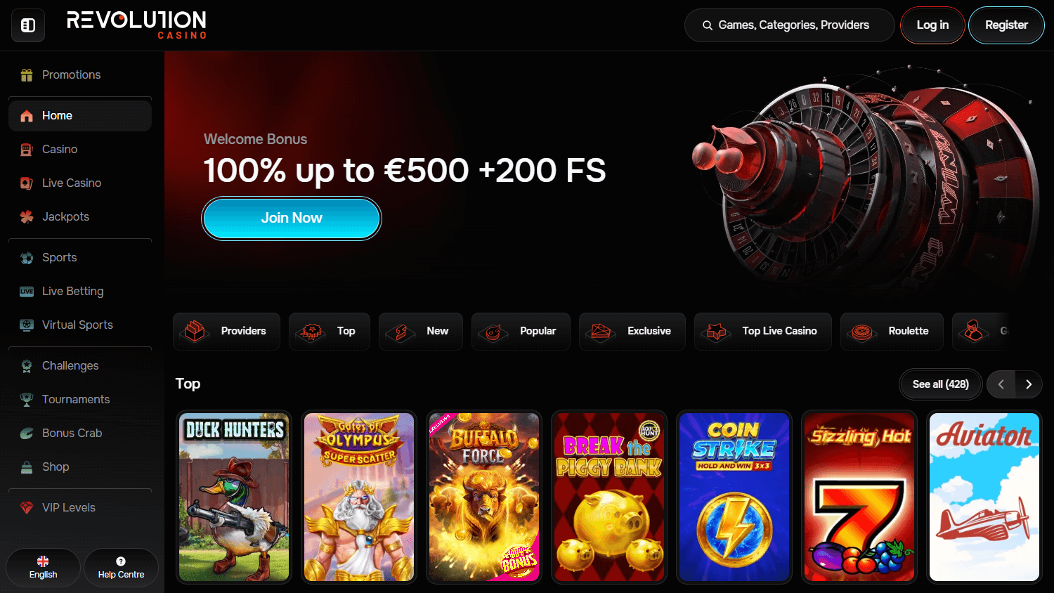 Revolution_Casino_homepage_desktop