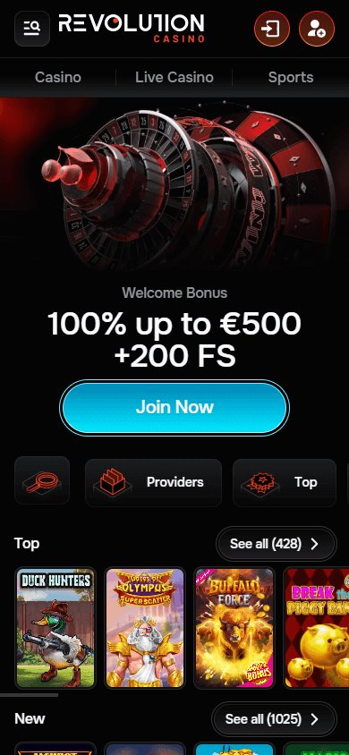 Revolution_Casino_homepage_mobile
